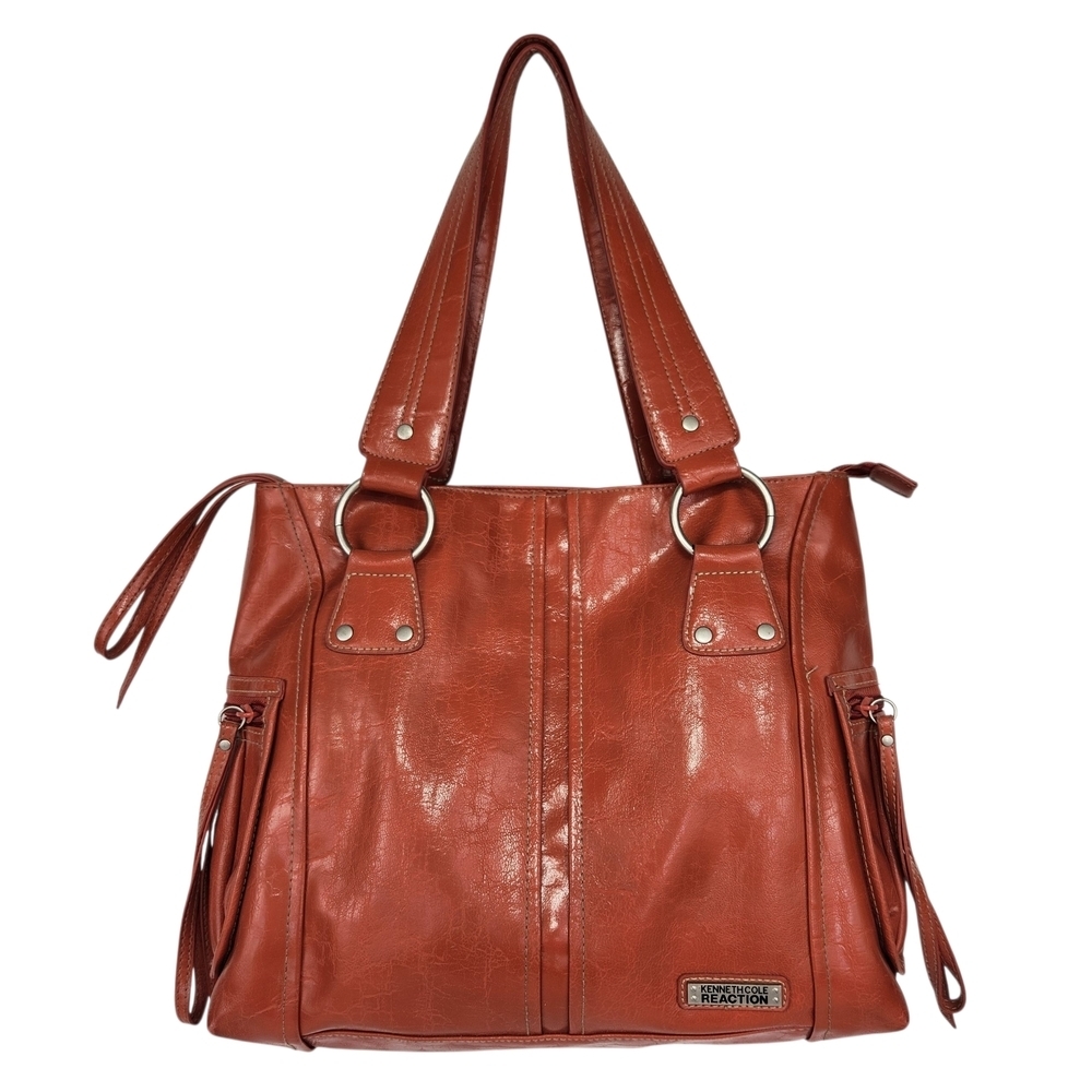 Kenneth Cole Reaction Coral Orange Tote Shoulder Bag Purse Medium